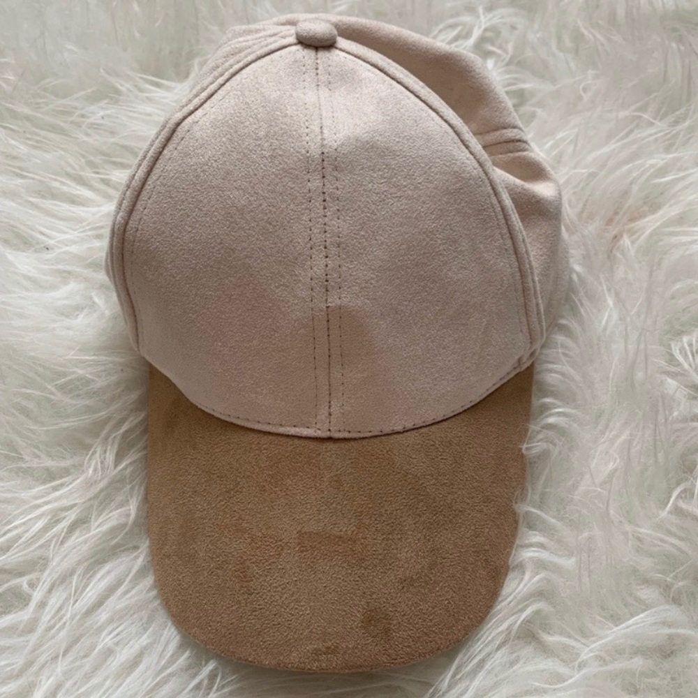 Two Tone Faux Suede Baseball Hat